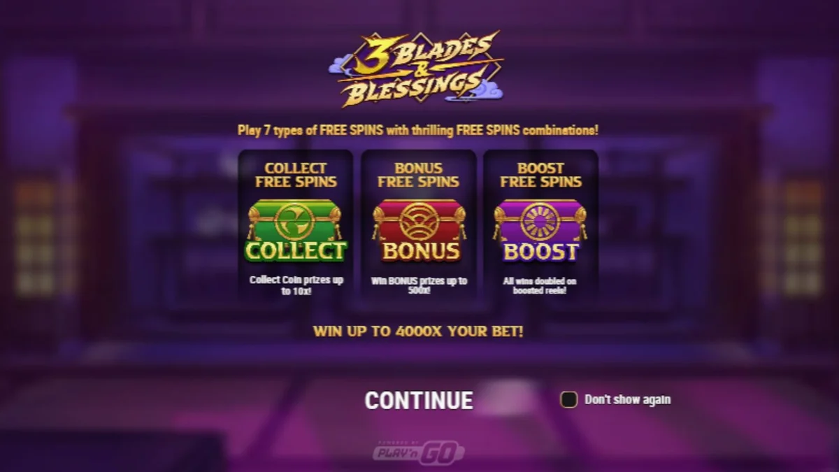 Tampilan layar permainan slot 3 Blades & Blessings di smartphone